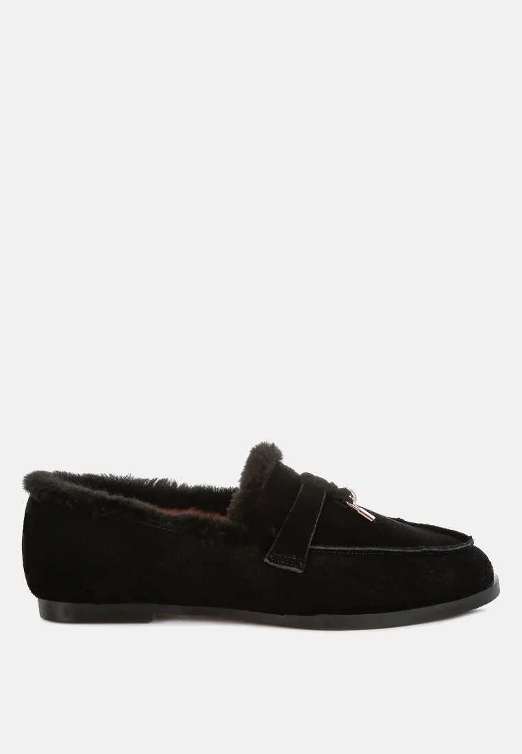 Ohrid Suede & Faux Fur Flat Loafers