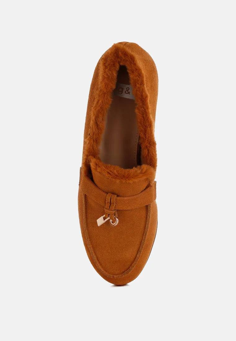 Ohrid Suede & Faux Fur Flat Loafers