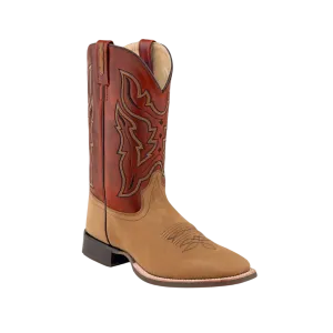 Old West Men's Western Square Toe Tan Red Boots