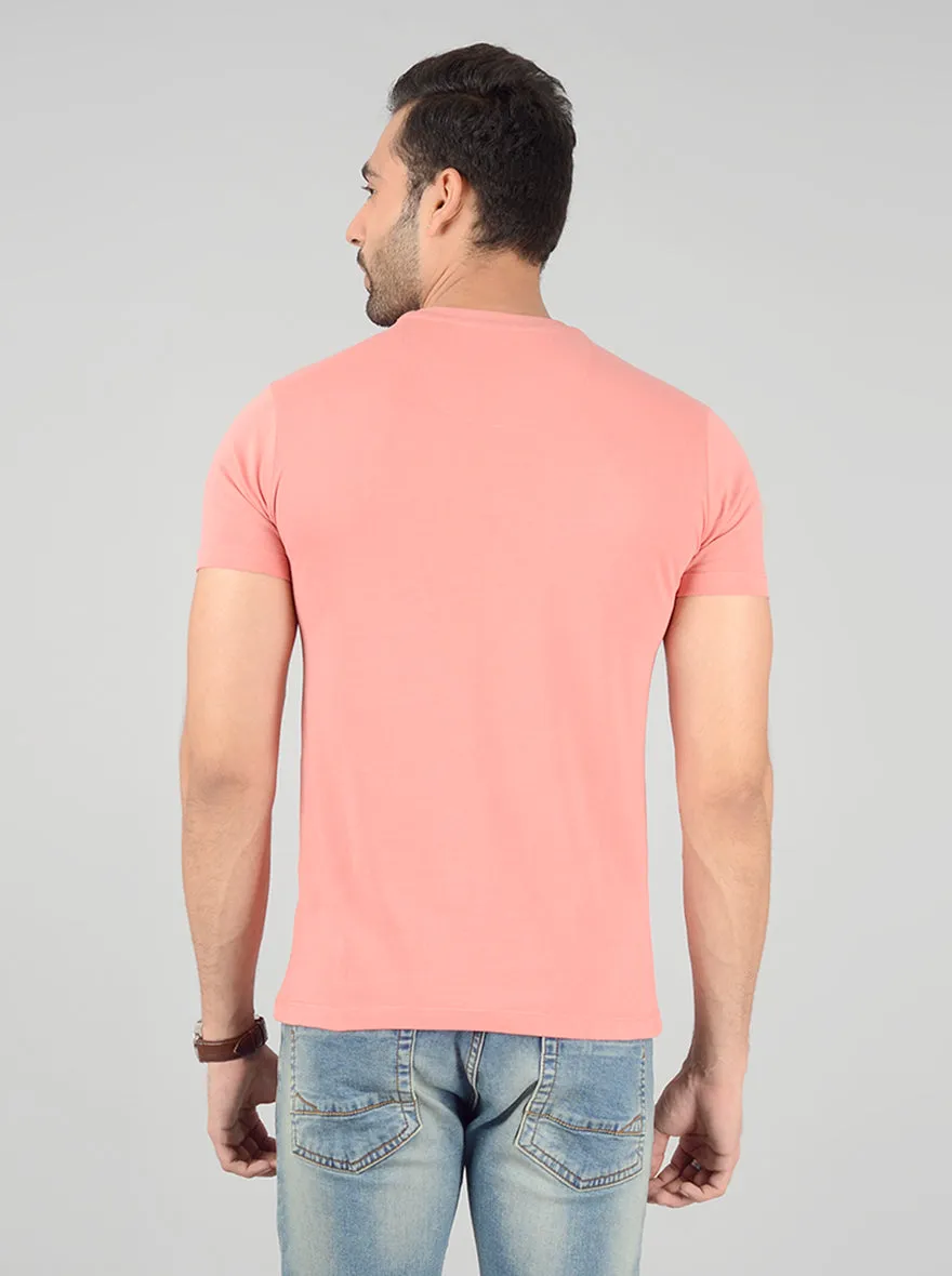 Pink Printed Slim Fit T-Shirt | Greenfibre