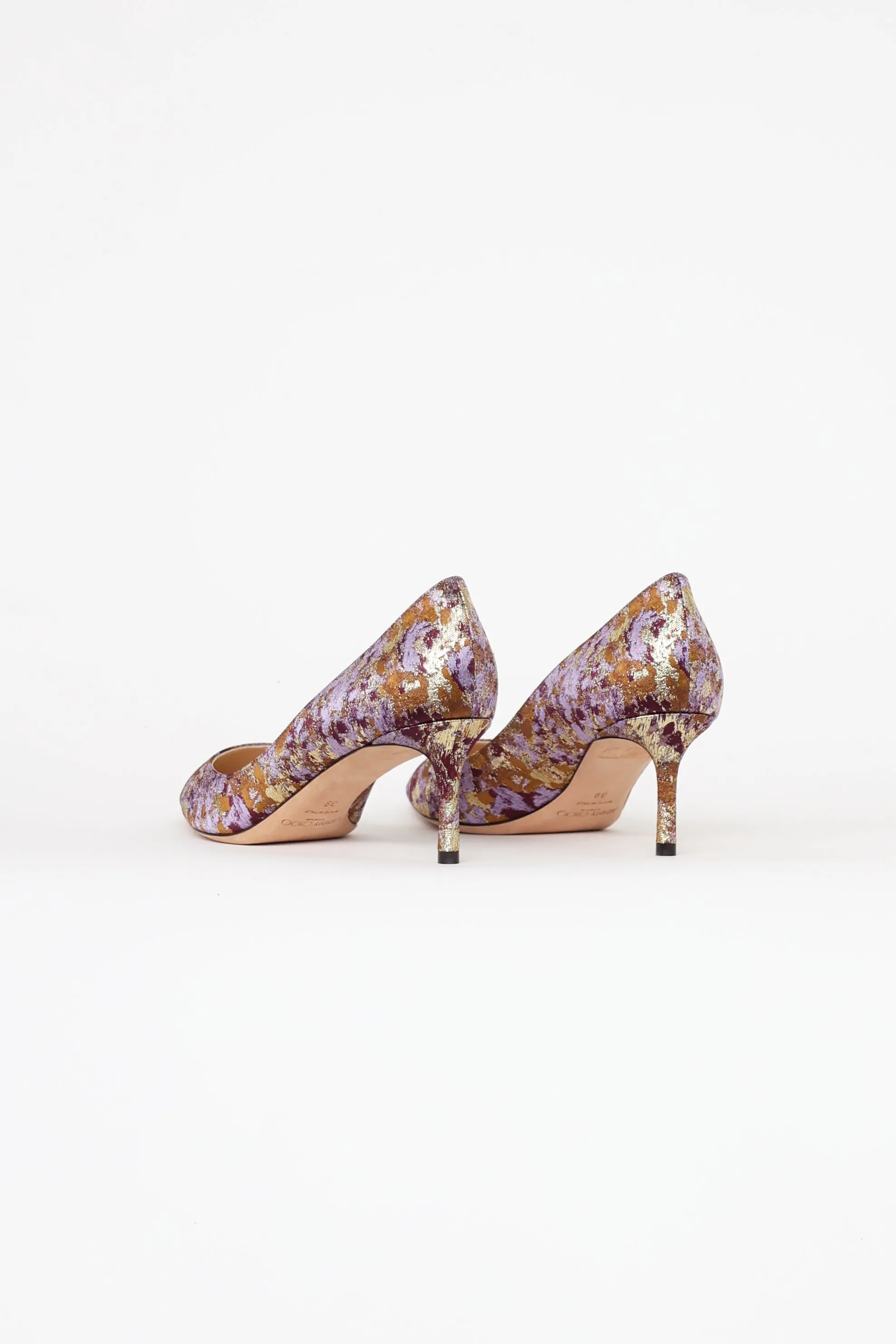 Purple & Gold Brocade Heels