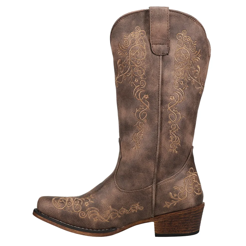 Riley Scroll Embroidery Snip Toe Cowboy Boots