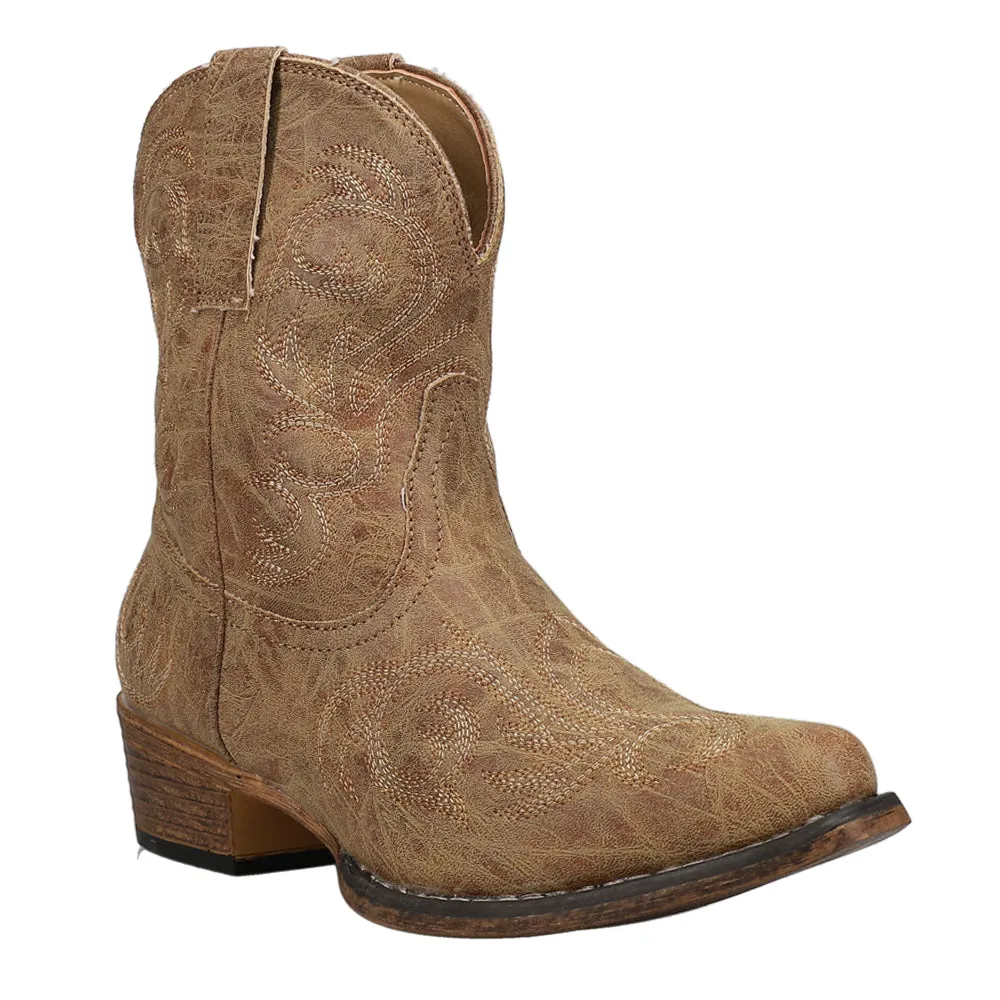 Riley Shorty Embroidery Snip Toe Cowboy Boots