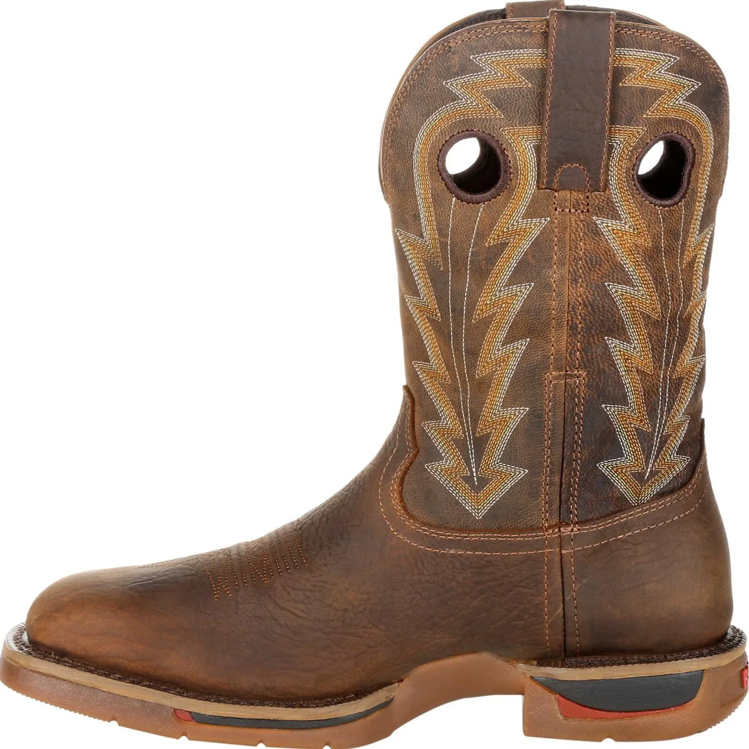 Rocky Mens Distressed Brown Leather Long Range CT WP Cowboy Boots