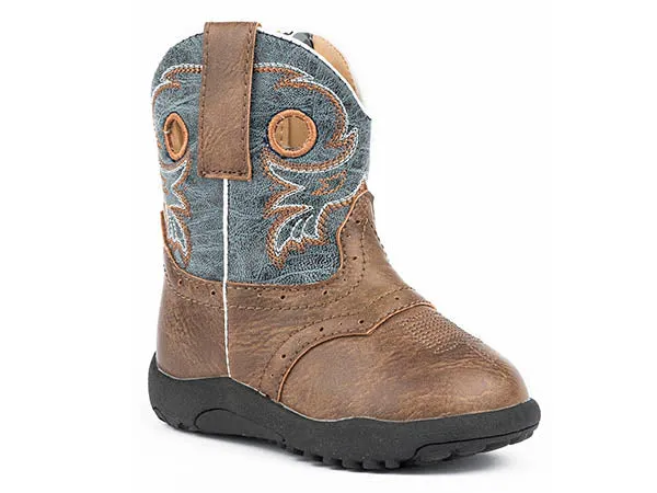 Roper Boys Infants Brown Faux Leather Distressed Daniel Cowboy Boots Style 09-016-1224-2201