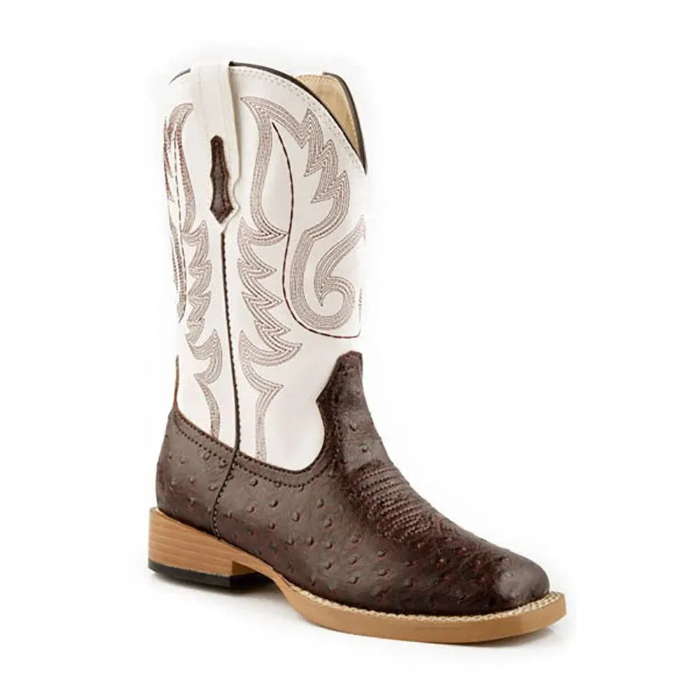 Roper Bump (White/Brown) - Little Kids / Big Kids Cowboy Boots