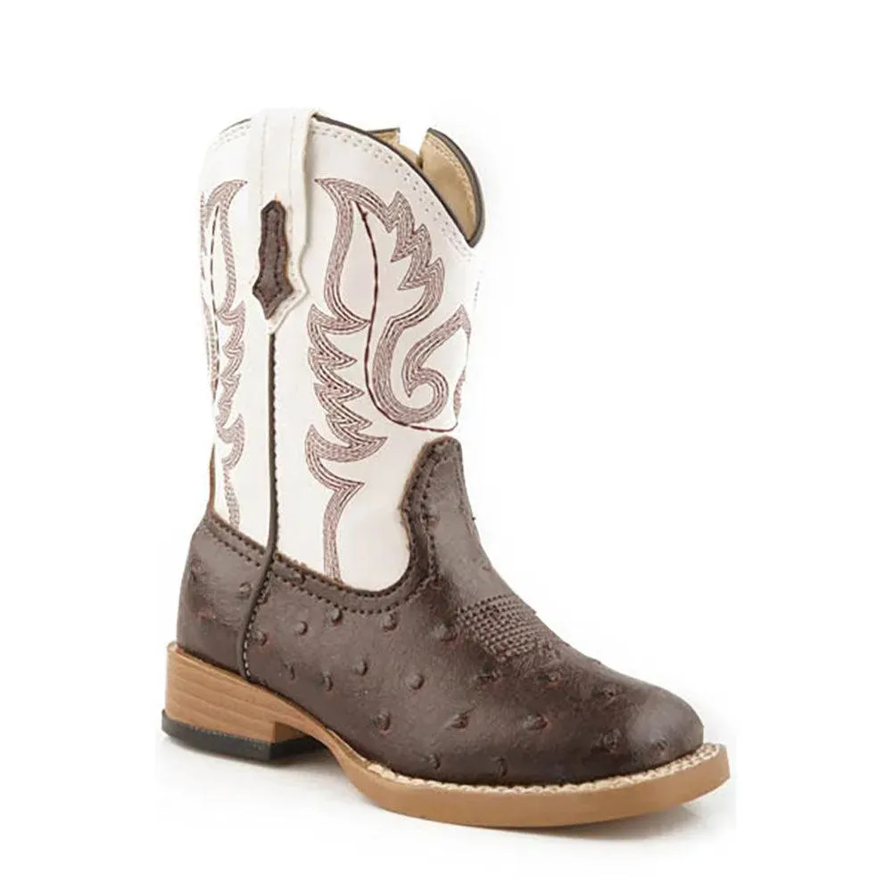 Roper Bump (White/Brown) - Toddler Cowboy Boots