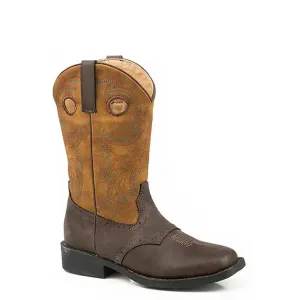 Roper Daniel (Tan/Dark Brown) - Little Kids / Big Kids Cowboy Boots