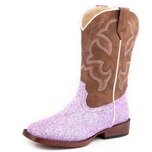 Roper Kid's Brown Purple Glitter Blast Boots