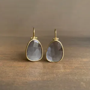 Rose Cut Steel Gray Labradorite Drop Earrings