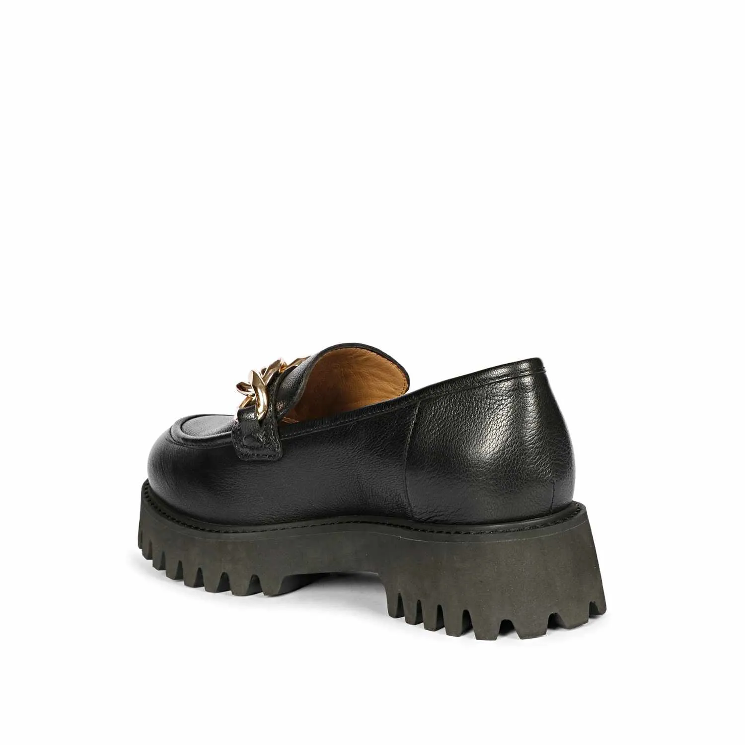 Saint Clara Black Leather Moccasins