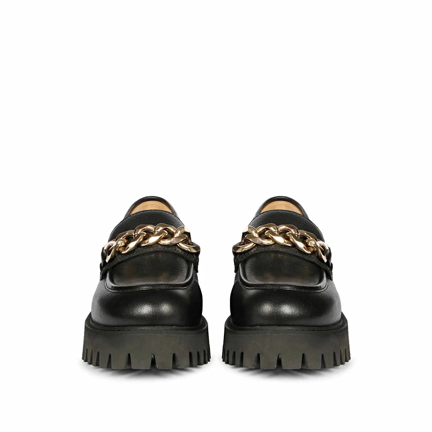 Saint Clara Black Leather Moccasins