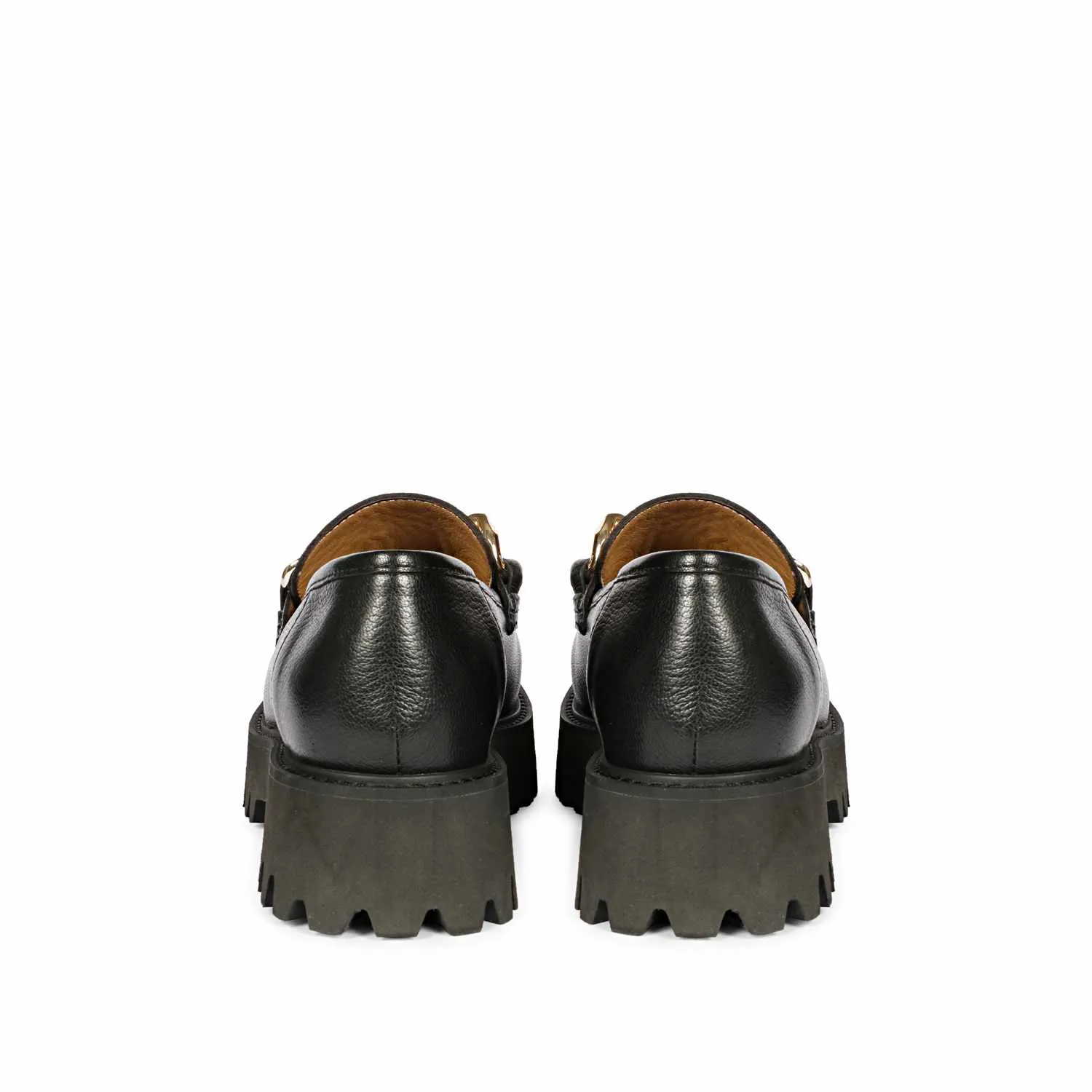 Saint Clara Black Leather Moccasins