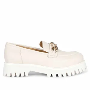 Saint Clara Offwhite Leather Moccasins