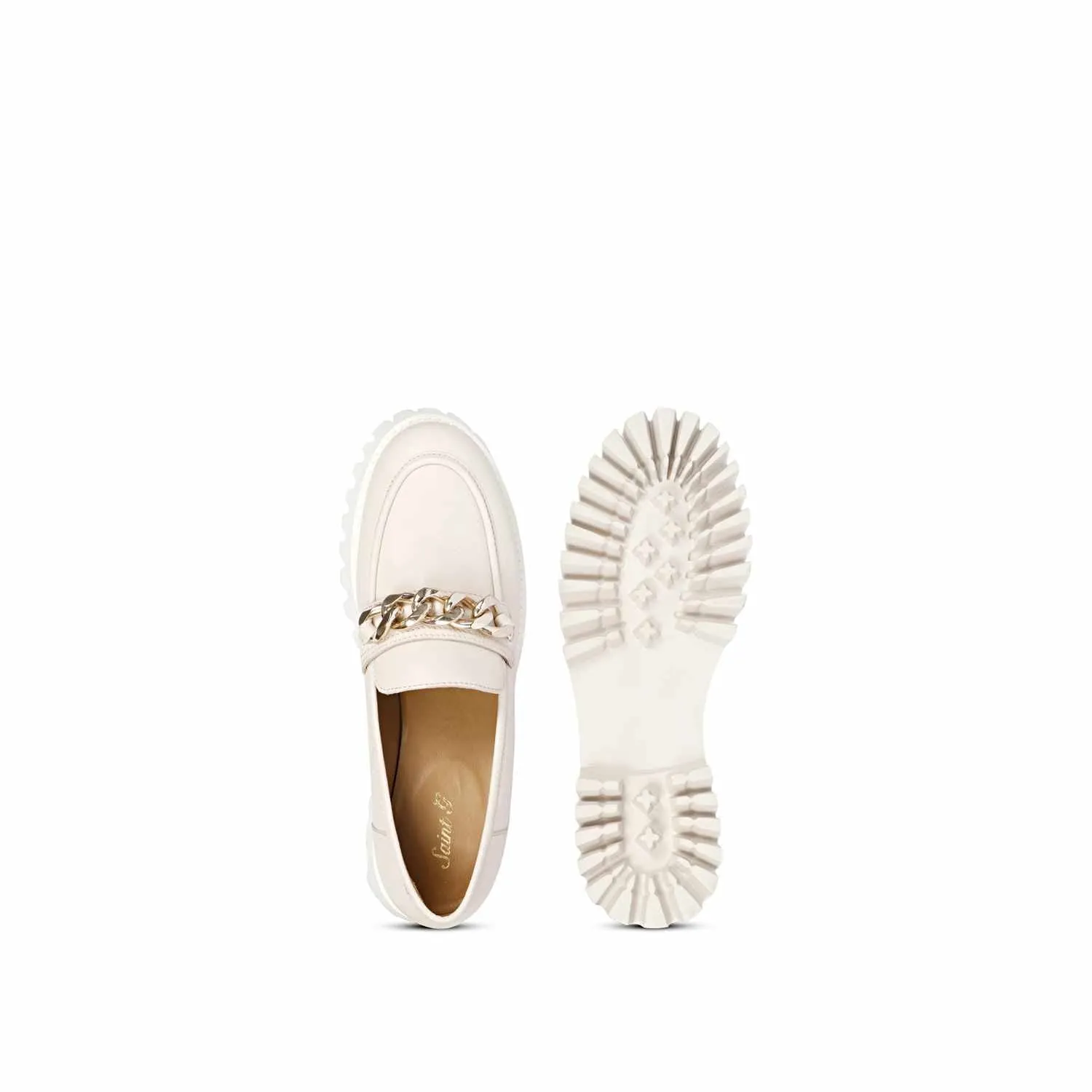 Saint Clara Offwhite Leather Moccasins