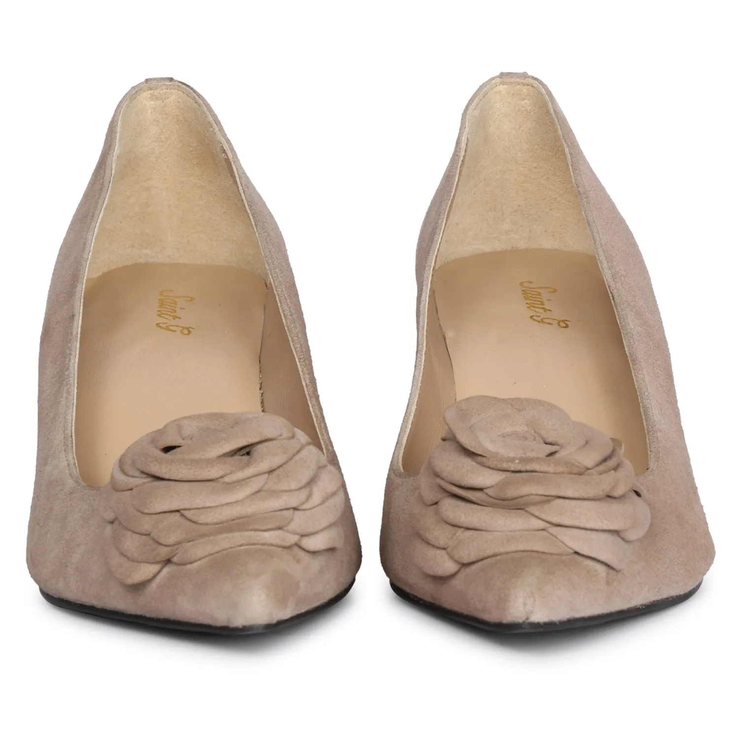 Saint Lico Taupe Sued Kitten Heel Pumps