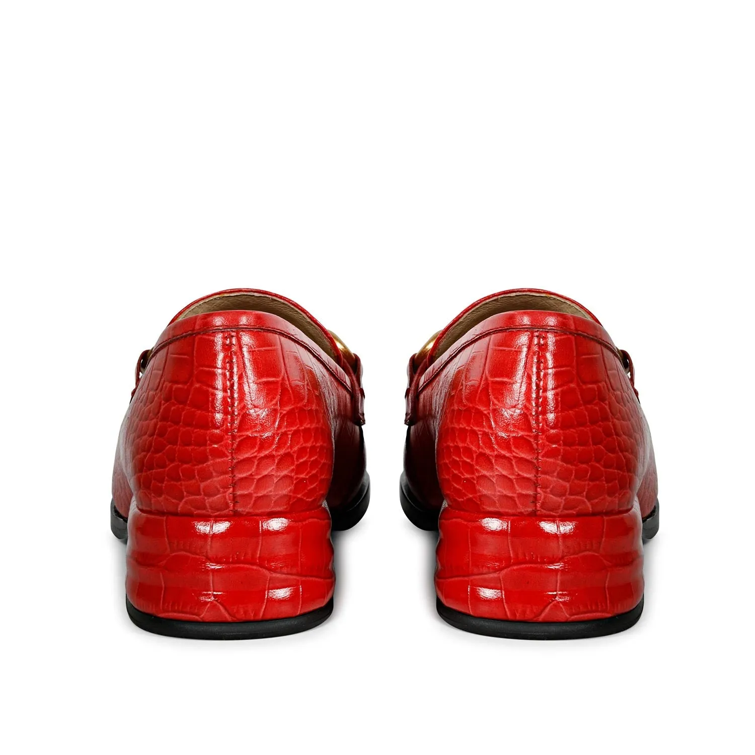 SaintG Womens Red Leather Moccasins