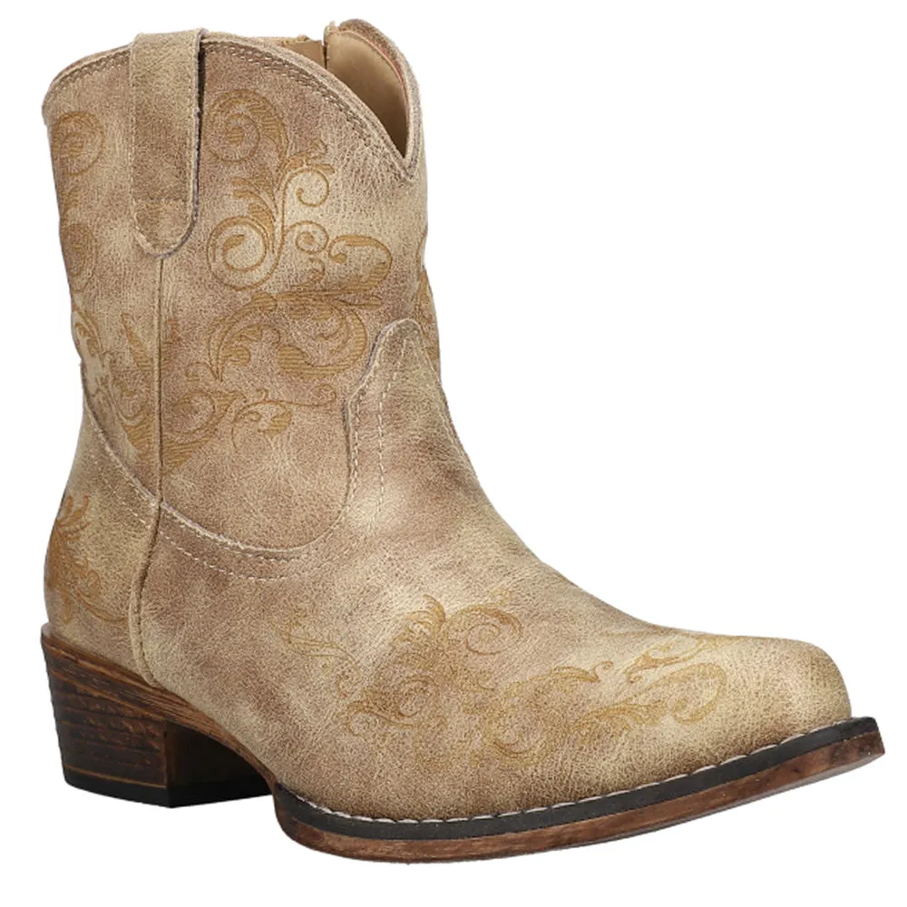 Short Stuff Embossed Snip Toe Cowboy Booties