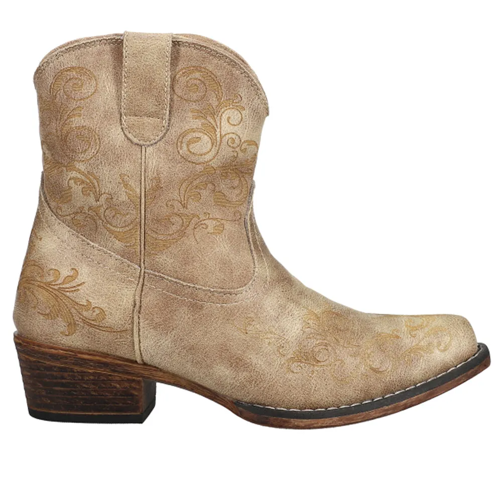 Short Stuff Embossed Snip Toe Cowboy Booties