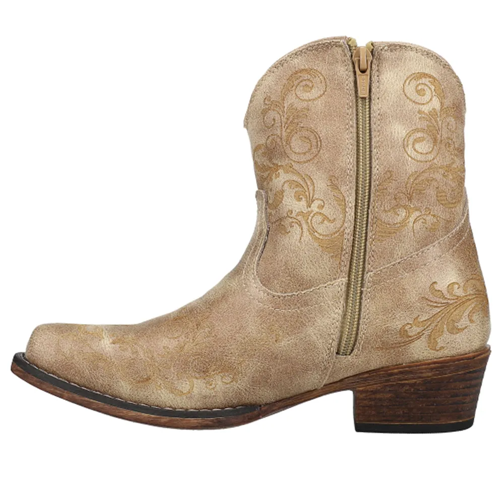 Short Stuff Embossed Snip Toe Cowboy Booties