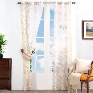 Sicilian Stripe Solid 2PC Beige Curtain Set