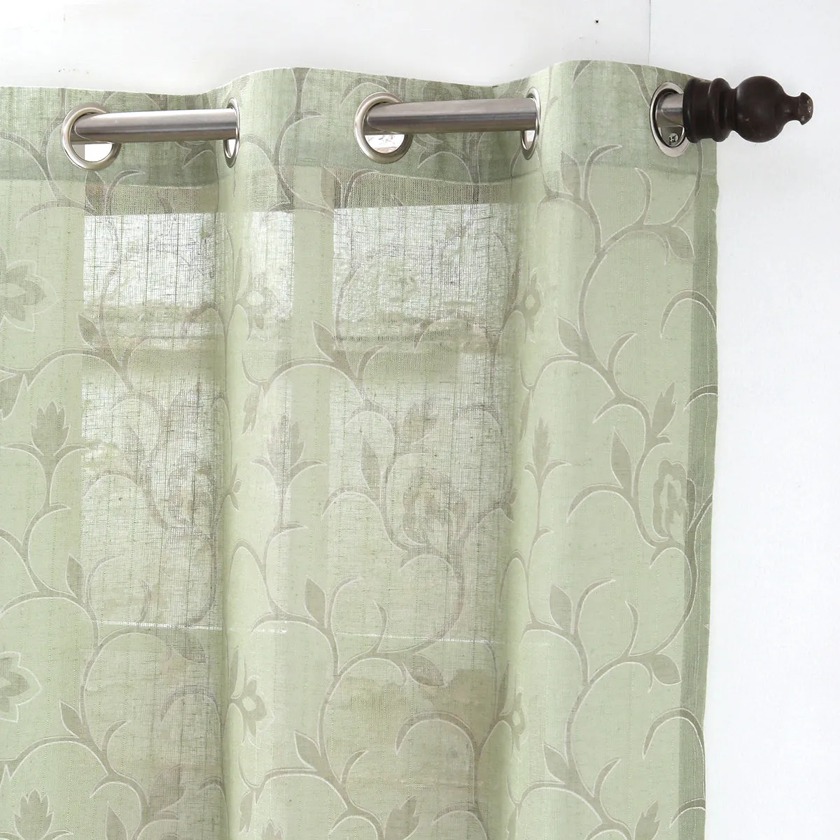 Sicilian Stripe Solid 2PC Green Curtain Set