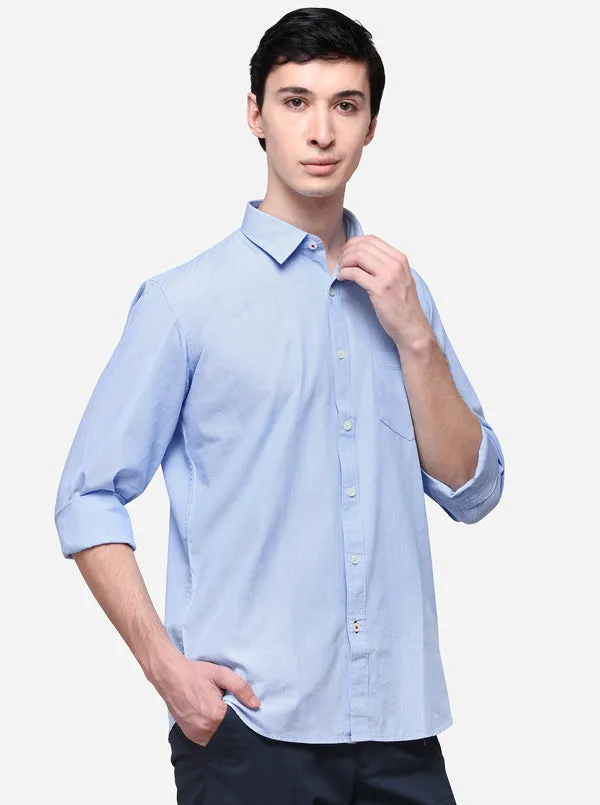 Sky Blue Smart Fit Striped Casual Shirt | Greenfibre