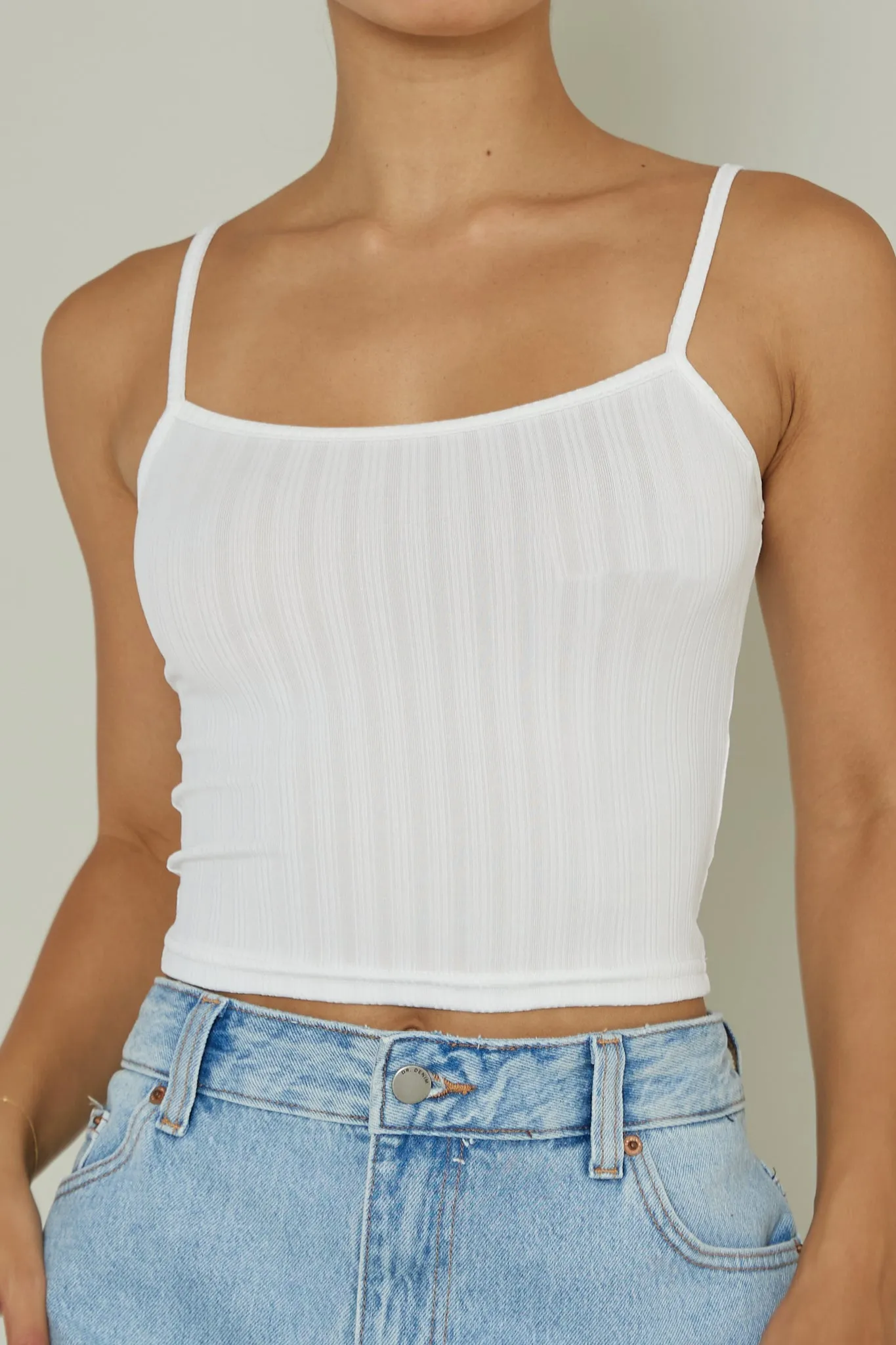 Sold Out Ribbed Cami Top White