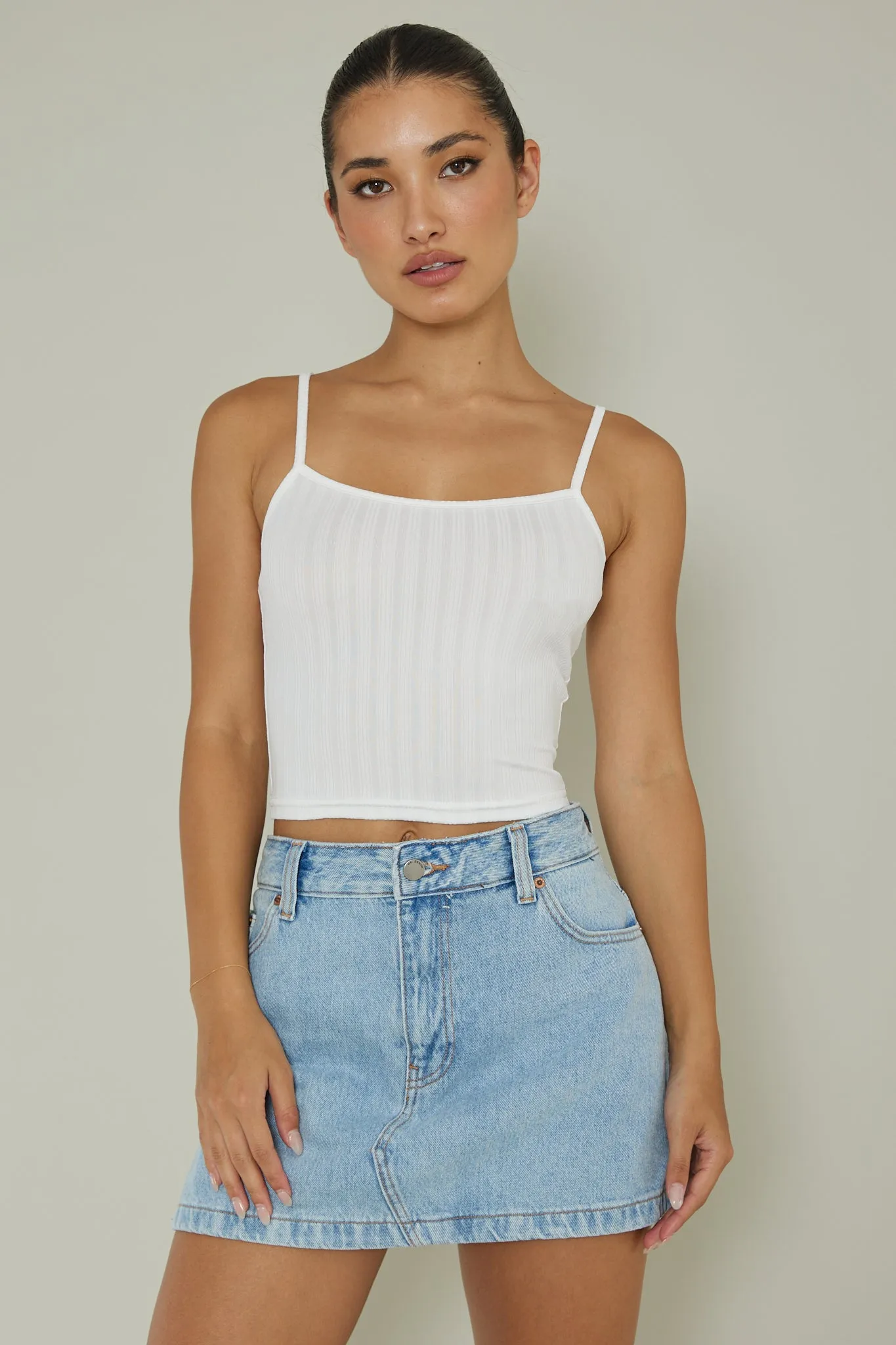 Sold Out Ribbed Cami Top White