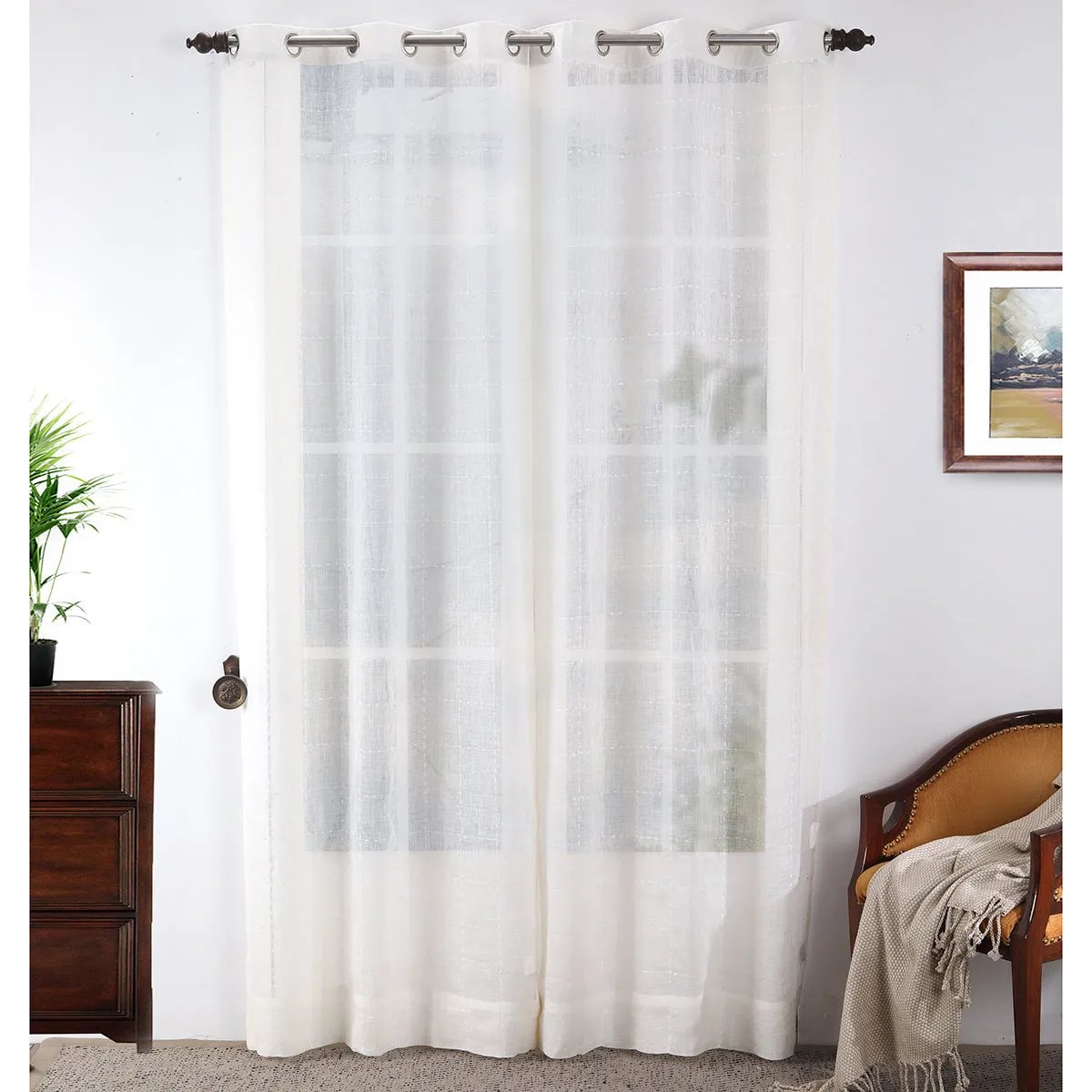 Solidonia Square Solid 2PC Beige Curtain Set