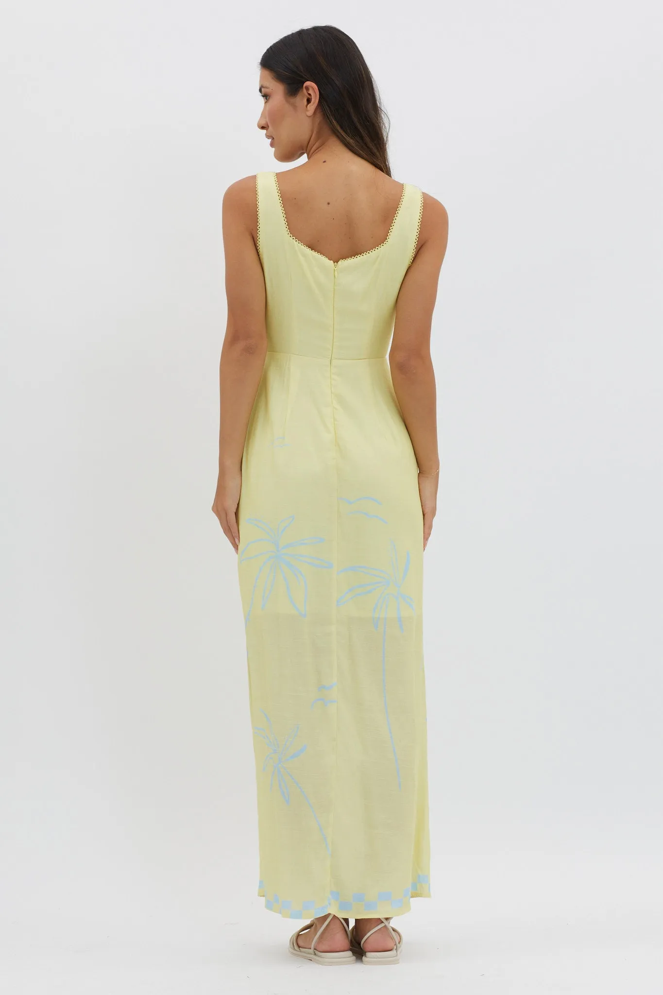 Sun Valley Tied Bodice Maxi Dress Lemon