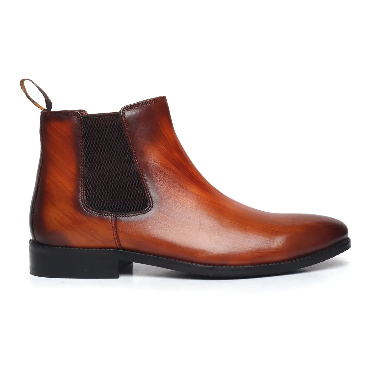 Tan Leather Hand Made Chelsea Boots For Men By Brune & Bareskin