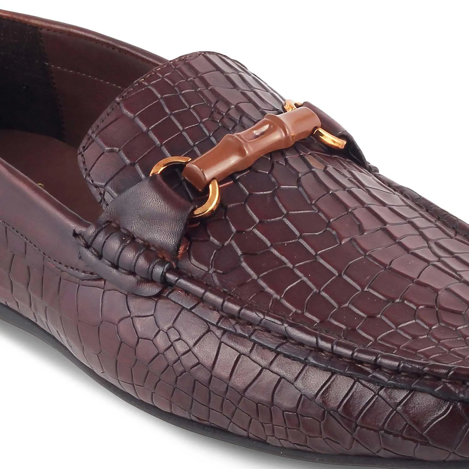 The Croter Brown Men's Textured Leather Loafers Tresmode