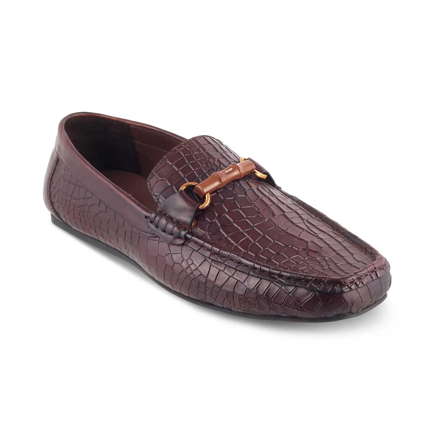 The Croter Brown Men's Textured Leather Loafers Tresmode