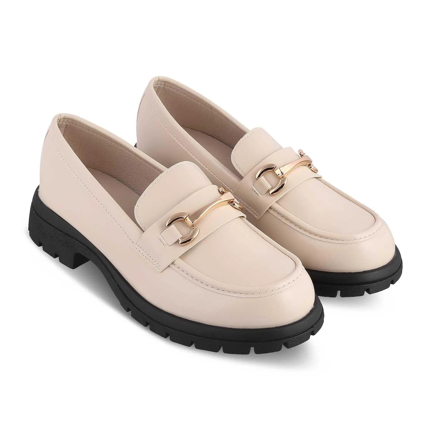 The Helsi Beige Women's Dress Chunky Sole Loafers Tresmode