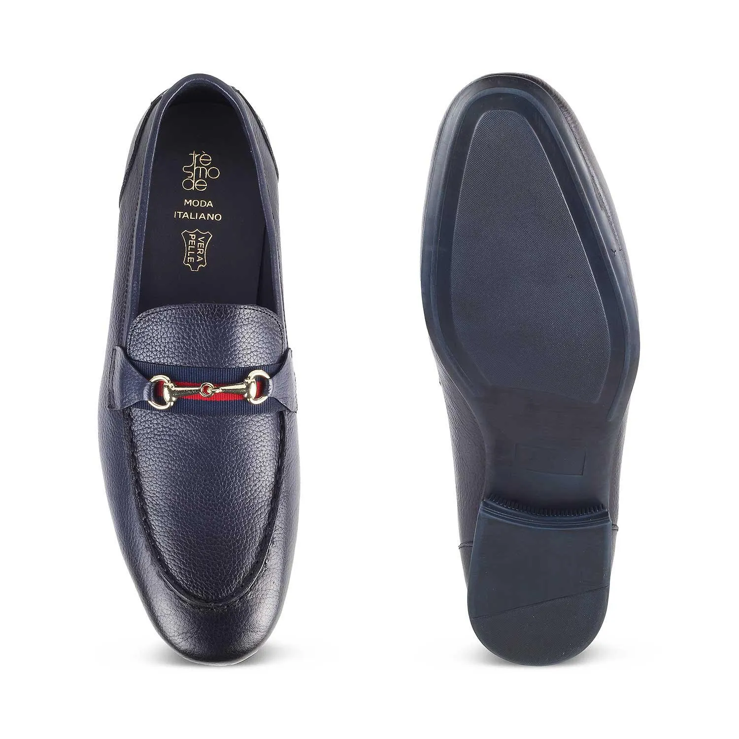 The Sen Blue Men's Leather Loafers Tresmode