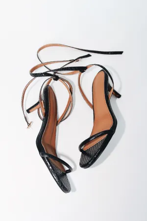 Tonia Black Snake Kitten Heel Sandal 60 mm