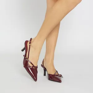 Veronica Heel in Cherry Patent