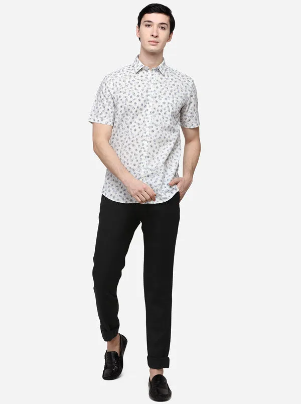 White Smart Fit Printed Casual Shirt | Greenfibre