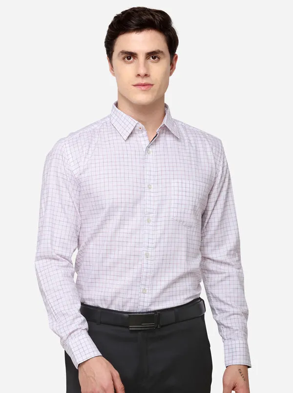 White Tailored Fit Checked Casual Shirt | JadeBlue