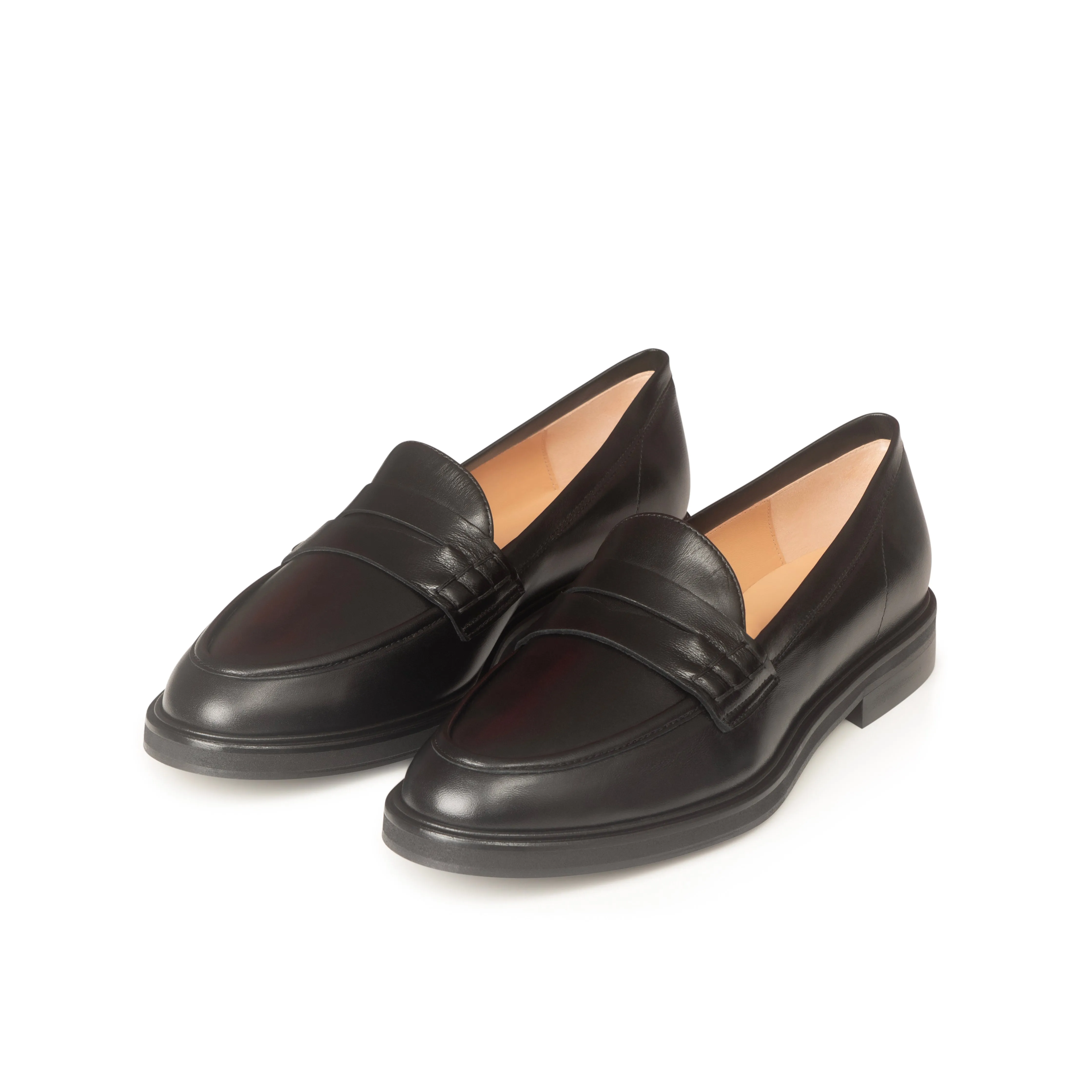 Wide Fit Loafers  - Black Leather