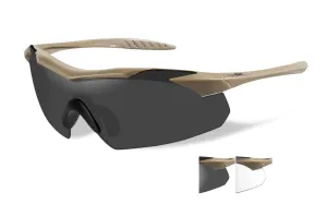 Wiley X WX Vapor Sunglasses - Tan Frame/Smoke Grey - Clear Lenses