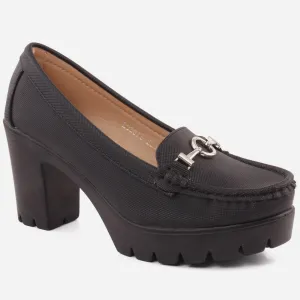 Women "ISABELLE" High Block Heel Moccasins