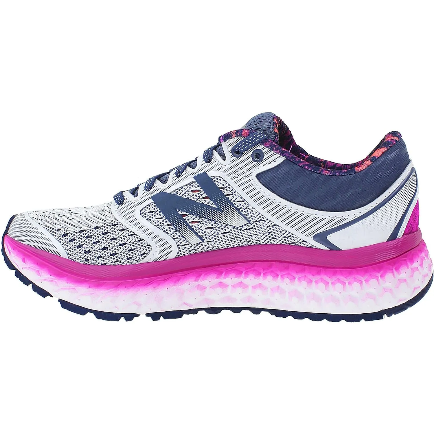 Women's New Balance W1080WO7 Fresh Foam Running Shoes Arctic Fox/Poisonberry/Vivid Tangerine Mesh