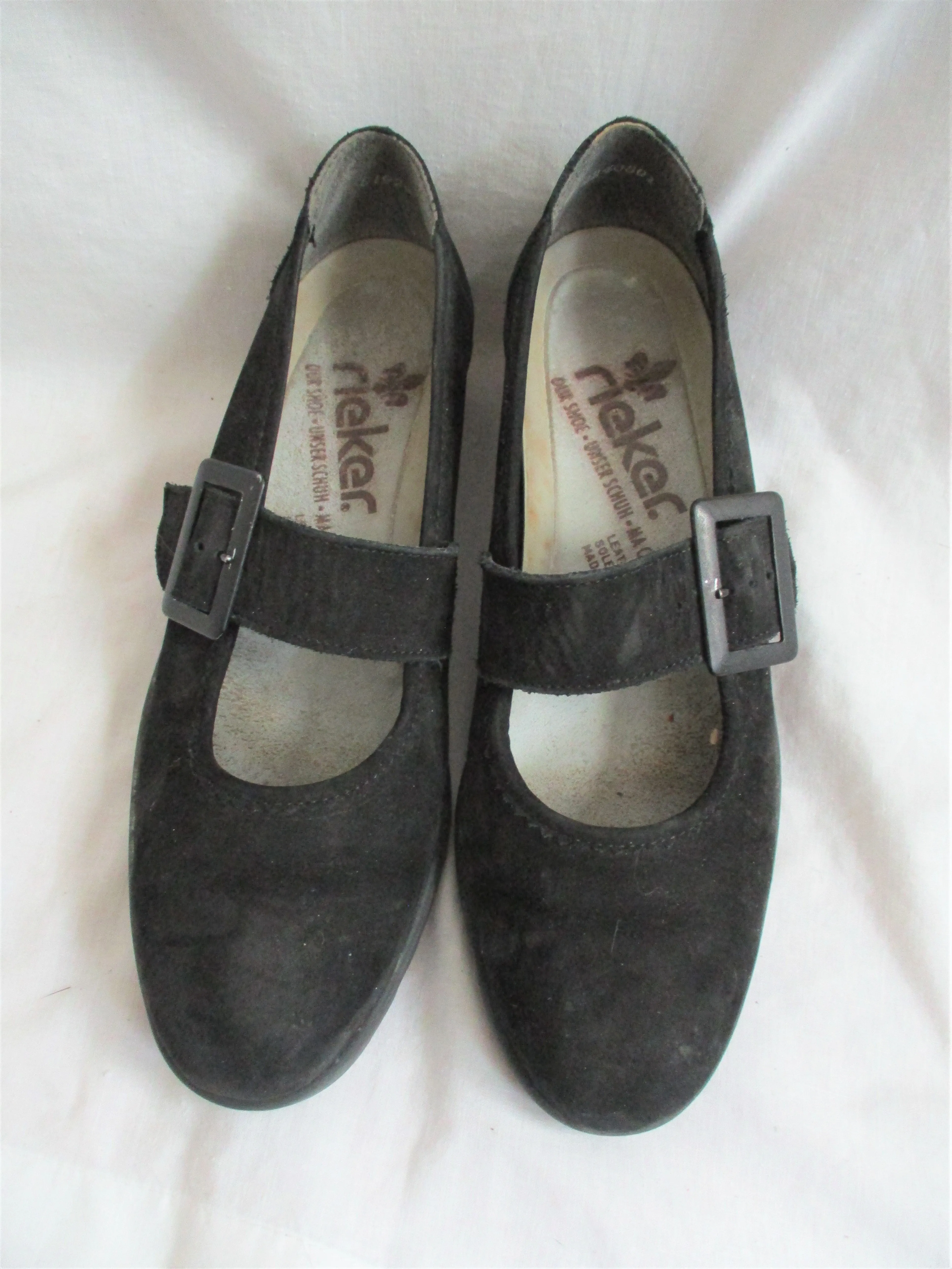 Womens RIEKER TUNISIA Leather BLACK Mary Jane Loafer Shoe 6